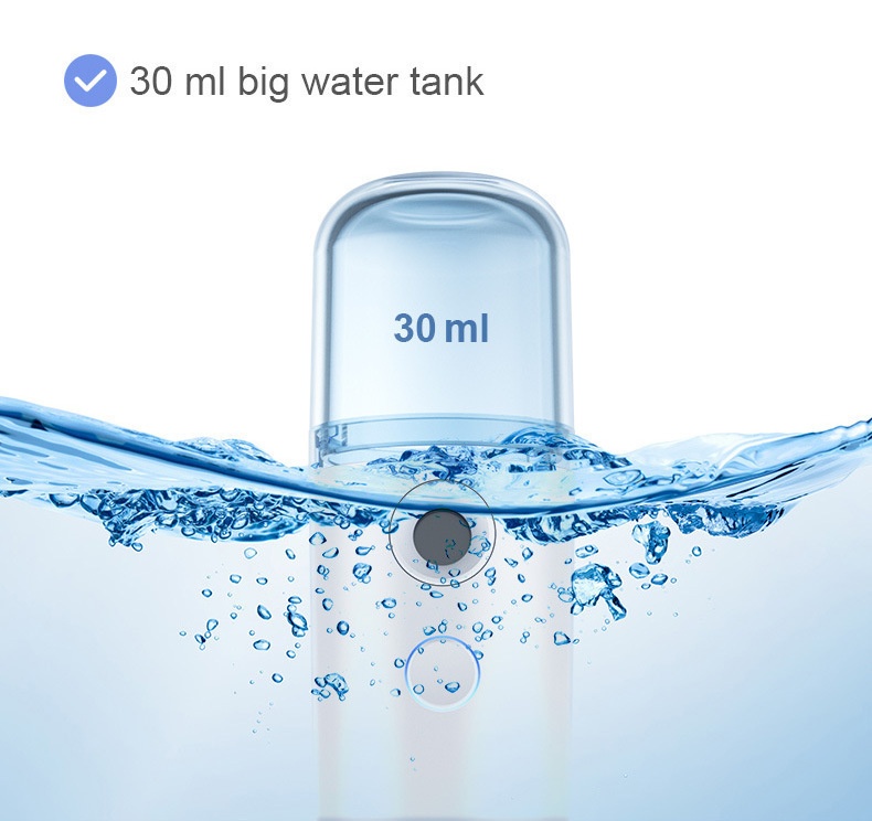 Instant Hydration Nano Facial Mister with 30ml Water Tank & USB Rechargeable, Light Blue/White/Pink