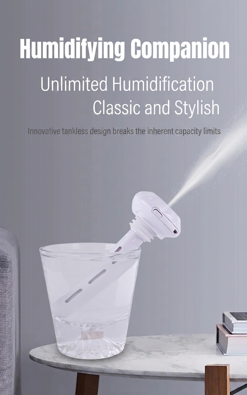 Silent Nano Mist Portable USB Mini Humidifier with Night Light & 8-Hour Continuous, Assorted