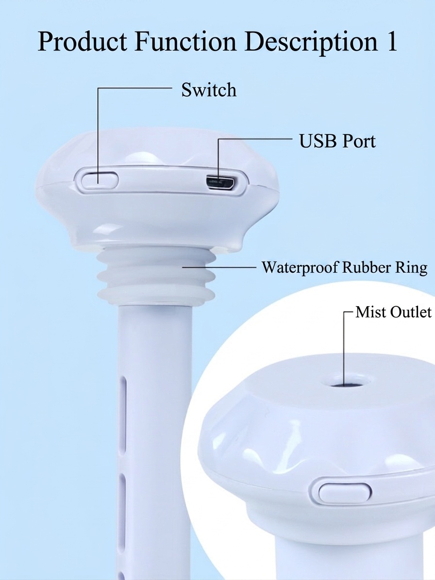 Silent Nano Mist Portable USB Mini Humidifier with Night Light & 8-Hour Continuous, Assorted