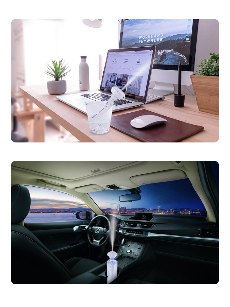 Silent Nano Mist Portable USB Mini Humidifier with Night Light & 8-Hour Continuous, Assorted