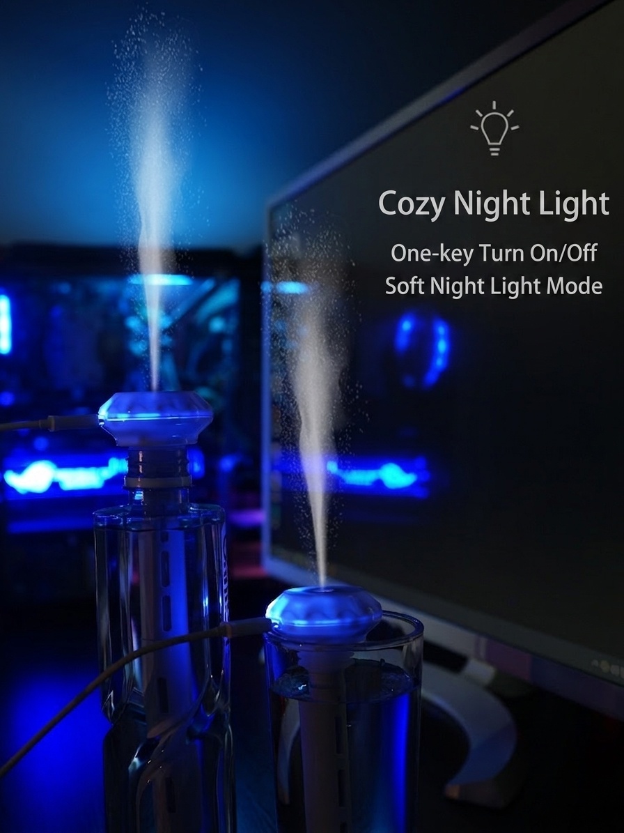Silent Nano Mist Portable USB Mini Humidifier with Night Light & 8-Hour Continuous, Assorted