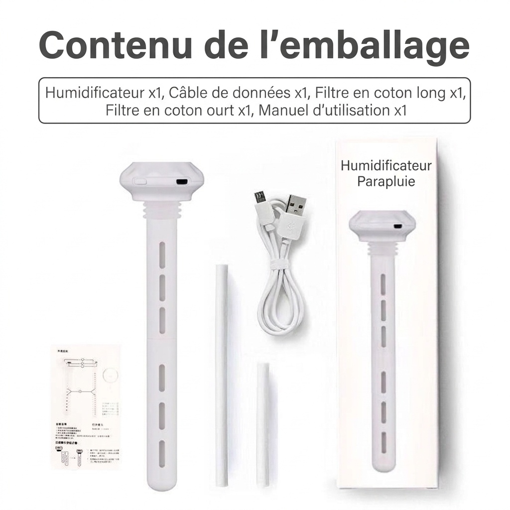 Mini humidificateur portable USB à nano-brume silencieuse avec veilleuse et autonomie de 8 heures en continu, couleurs assorties