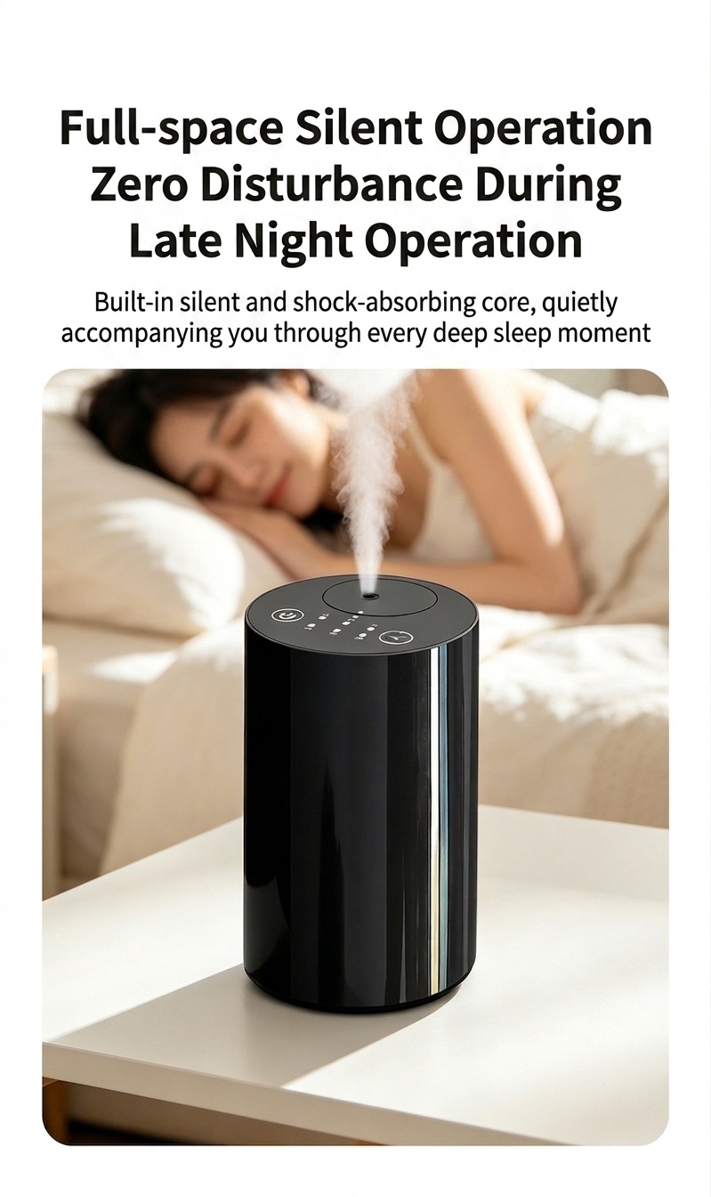 Advanced Cold Mist Silent Wireless Essential Oil Diffuser with Smart Timing, Black