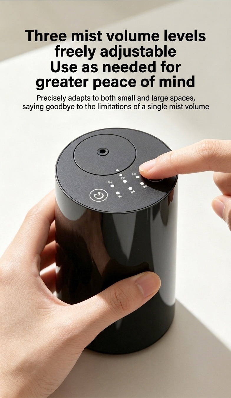 Advanced Cold Mist Silent Wireless Essential Oil Diffuser with Smart Timing, Black