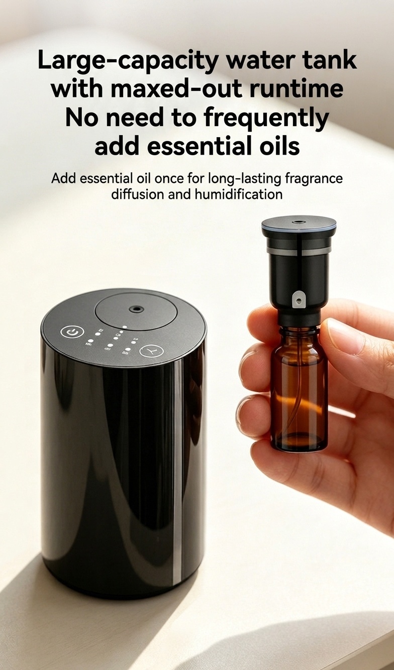 Advanced Cold Mist Silent Wireless Essential Oil Diffuser with Smart Timing, Black