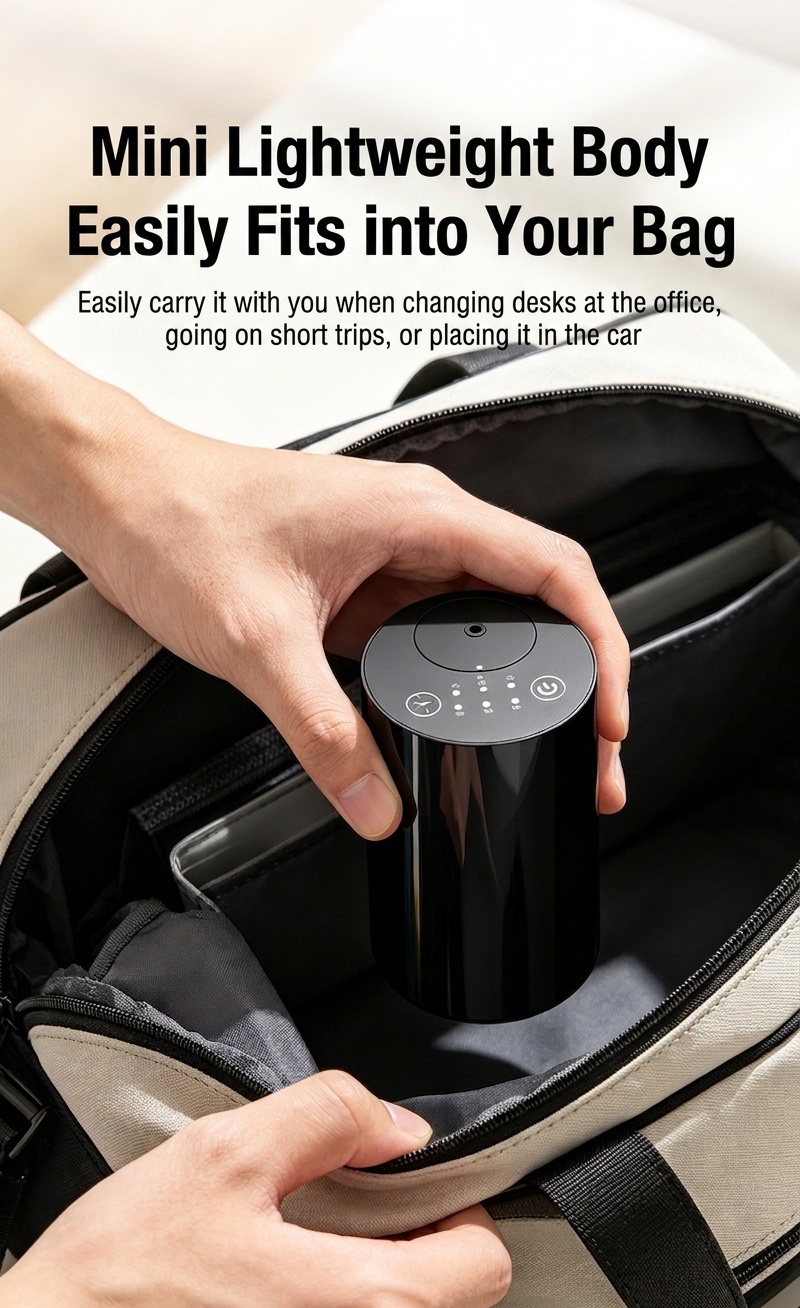 Advanced Cold Mist Silent Wireless Essential Oil Diffuser with Smart Timing, Black
