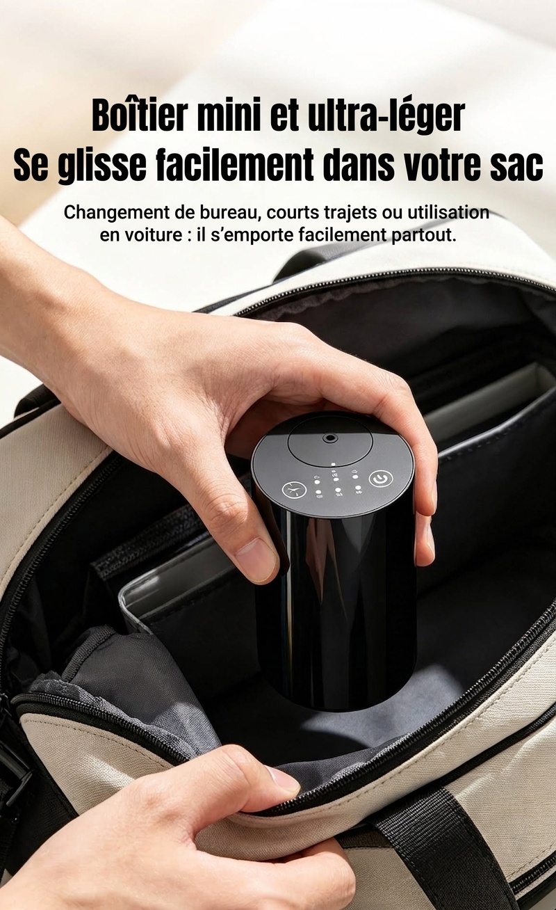 Diffuseur d'huiles essentielles sans fil silencieux à brume froide avec minuterie intelligente, noir