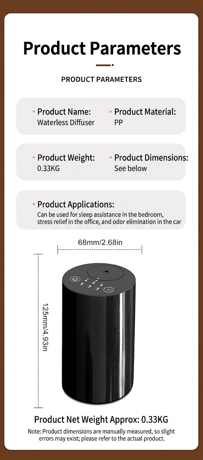 Advanced Cold Mist Silent Wireless Essential Oil Diffuser with Smart Timing, Black