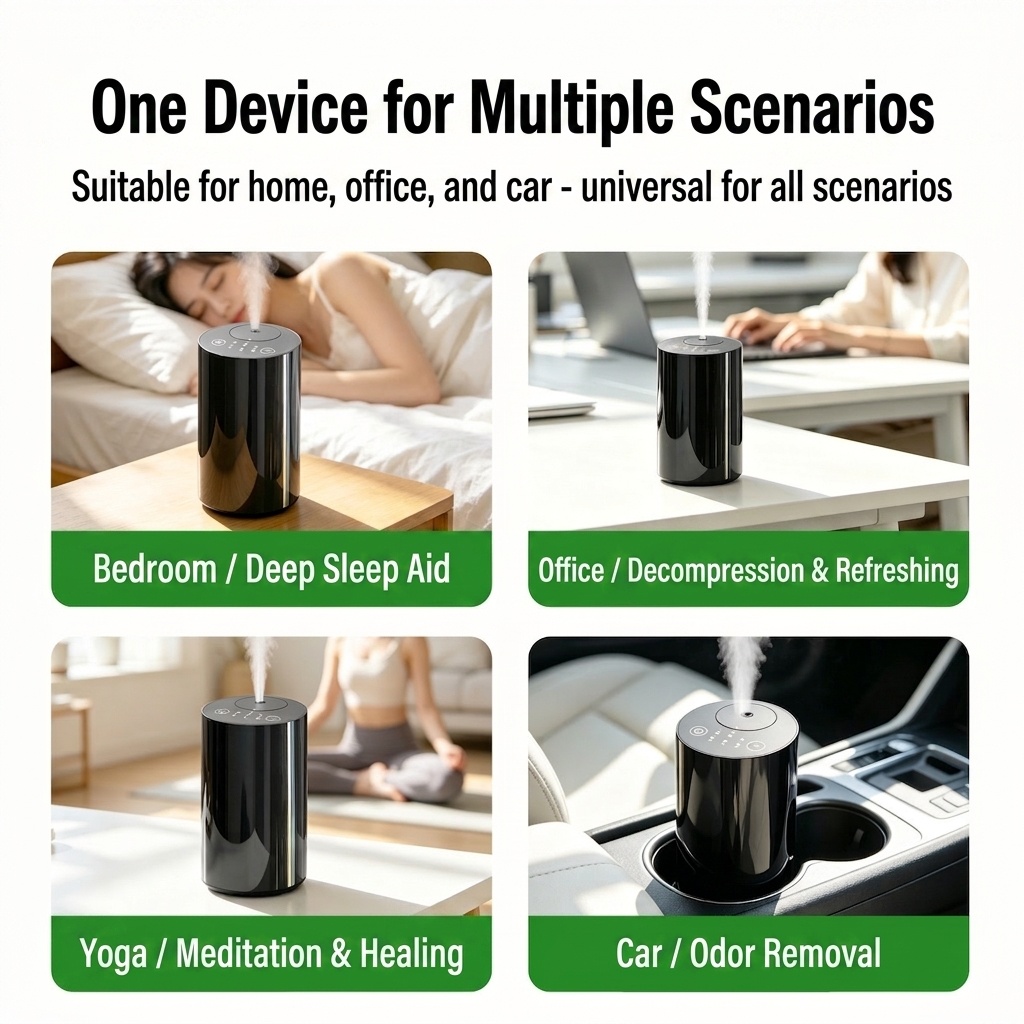 Advanced Cold Mist Silent Wireless Essential Oil Diffuser with Smart Timing, Black