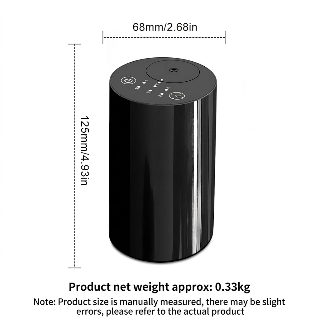 Advanced Cold Mist Silent Wireless Essential Oil Diffuser with Smart Timing, Black