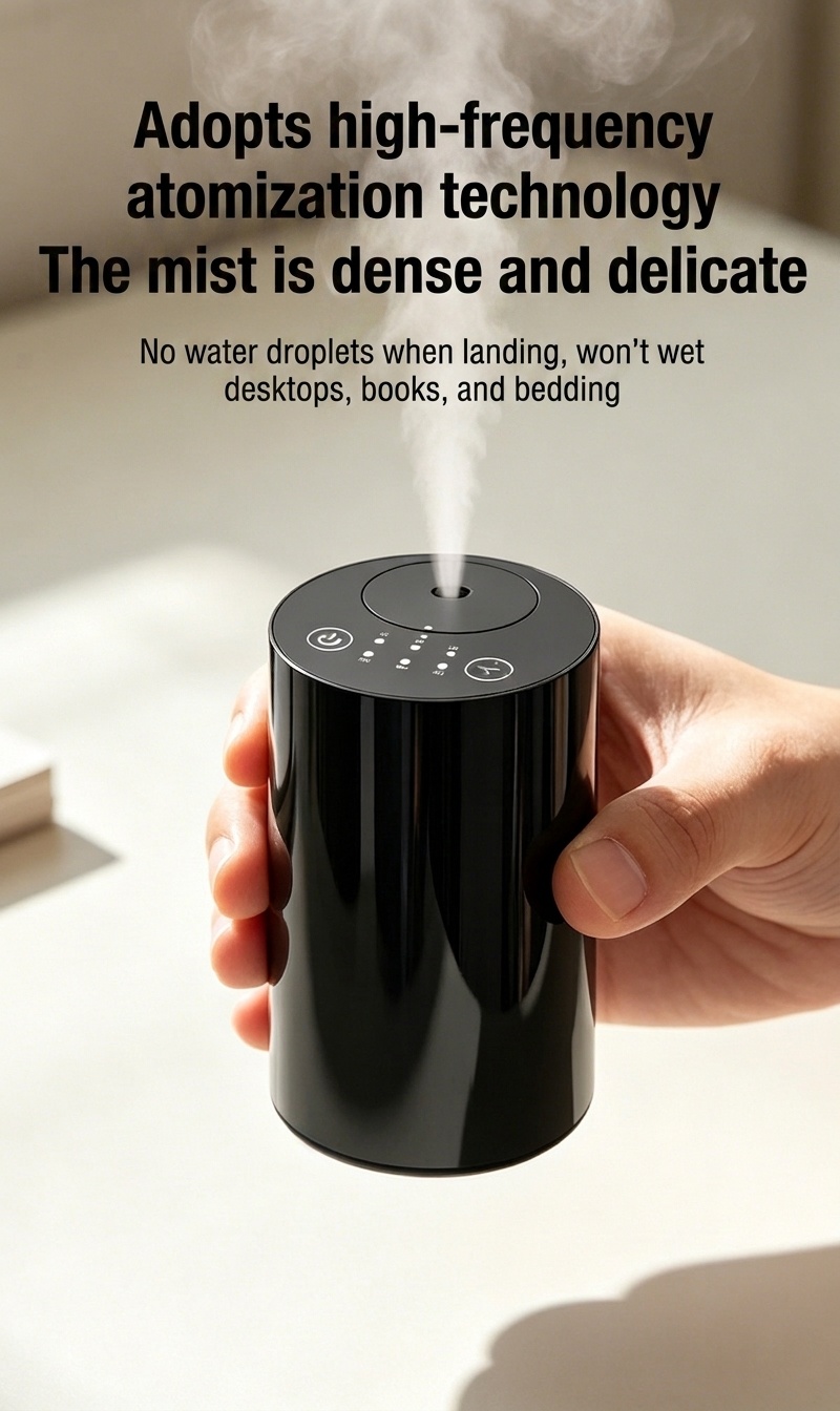 Advanced Cold Mist Silent Wireless Essential Oil Diffuser with Smart Timing, Black