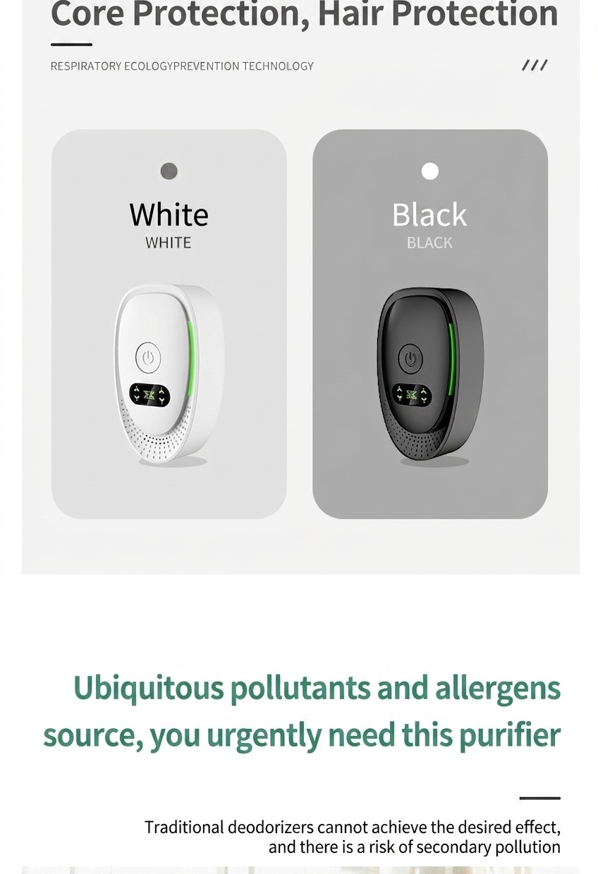 Mini Plug-in Negative Ion Air Purifier, 20 Million Ions, Odor & Smoke Eliminator for Home & Office