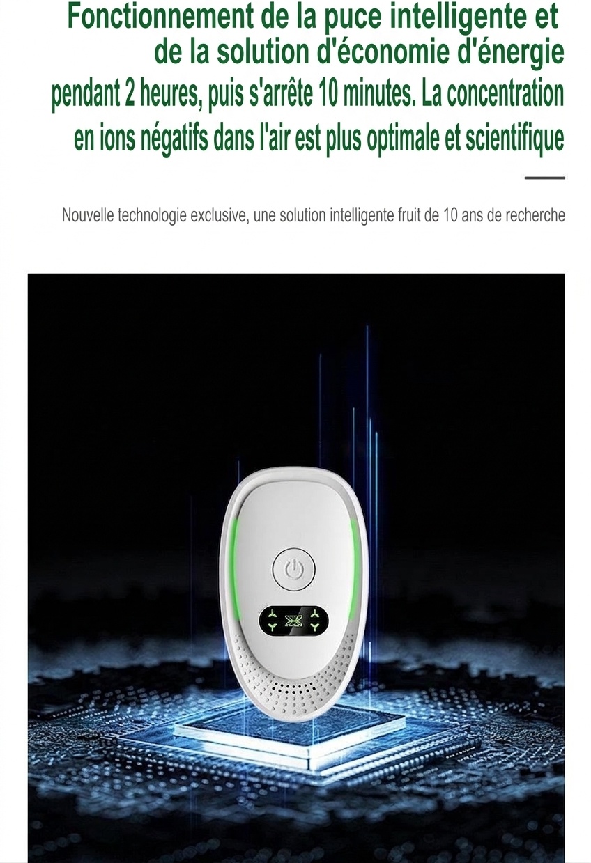 Mini purificateur d'air à ions négatifs à brancher, 20 millions d'ions, élimine les odeurs et la fumée pour la maison et le bureau