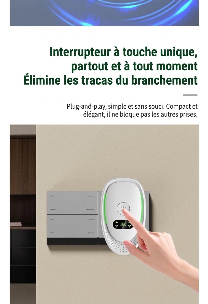 Mini purificateur d'air à ions négatifs à brancher, 20 millions d'ions, élimine les odeurs et la fumée pour la maison et le bureau