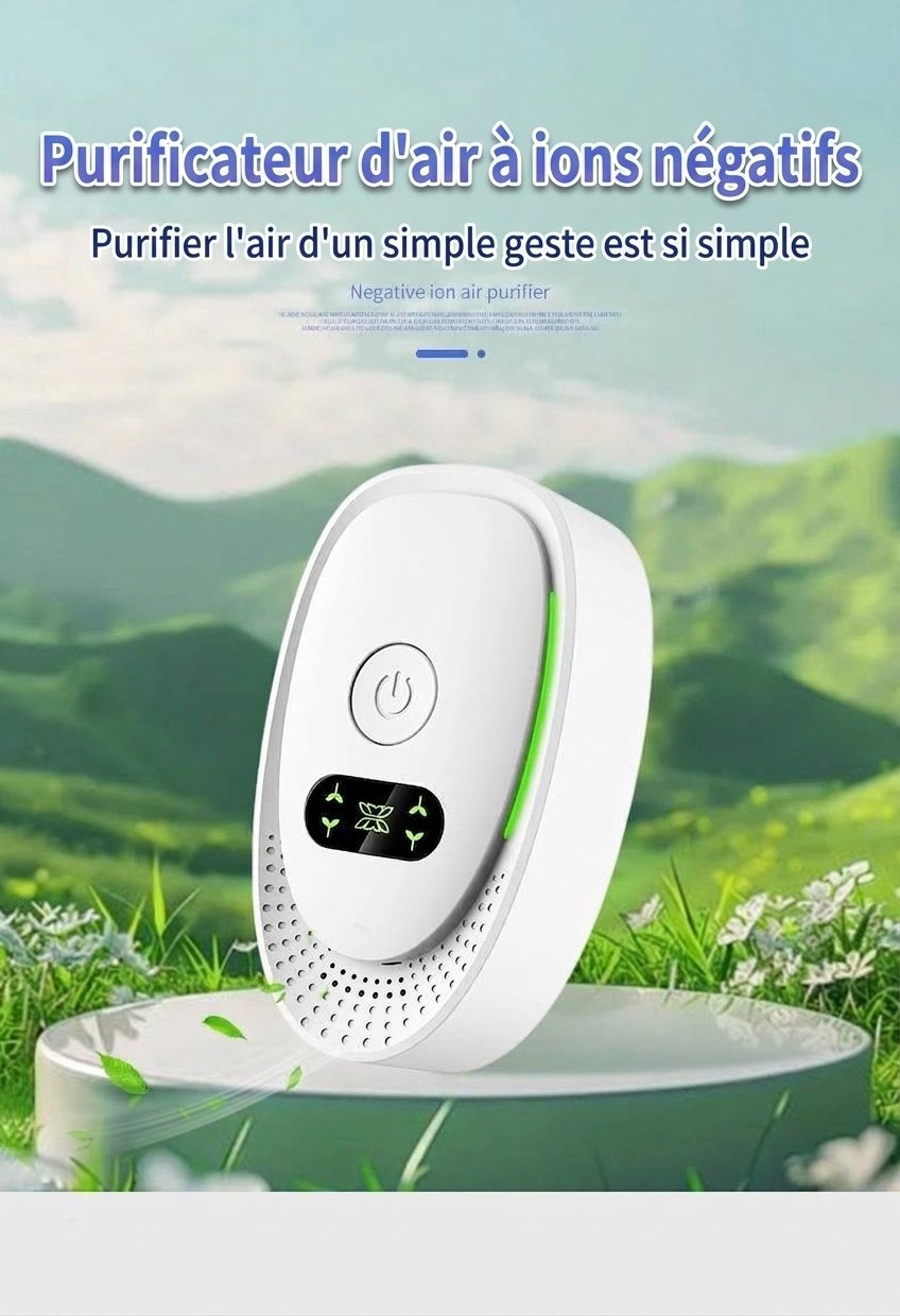 Mini purificateur d'air à ions négatifs à brancher, 20 millions d'ions, élimine les odeurs et la fumée pour la maison et le bureau