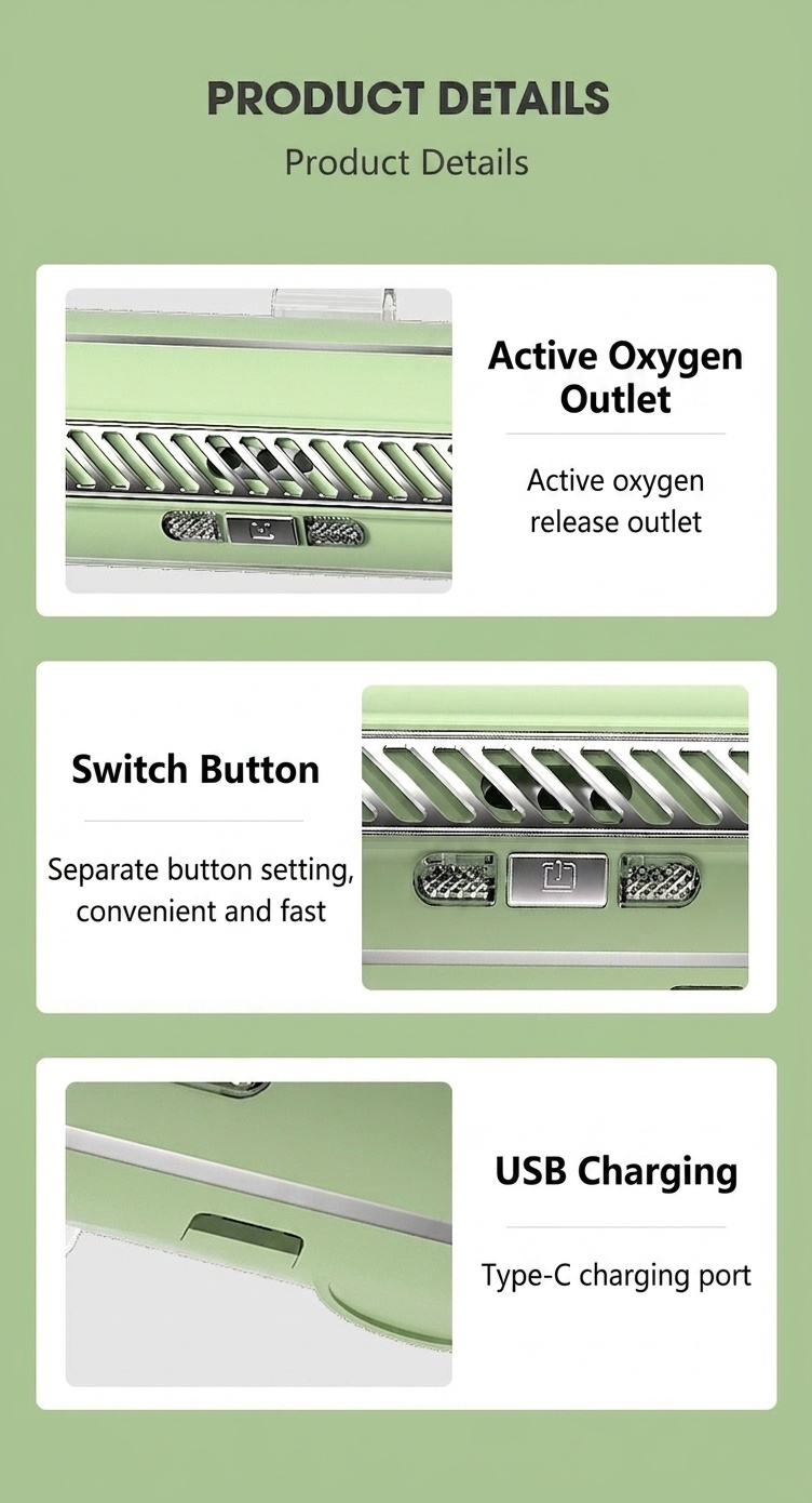Ozone UV Refrigerator Deodorizer & Sterilizer, 1200mAh Rechargeable, 3 Modes for Fresh Food