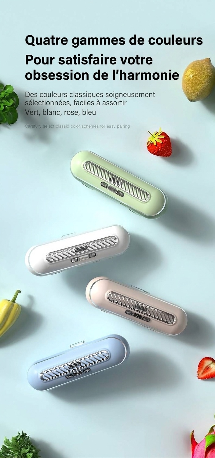 Désodorisant et stérilisateur UV à ozone pour réfrigérateur, batterie rechargeable 1200 mAh, 3 modes pour la conservation des aliments frais