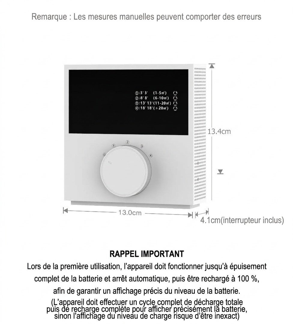 Purificateur d'air portable à ions négatifs, batterie 2400 mAh, élimination des odeurs et du formaldéhyde, 4 modes