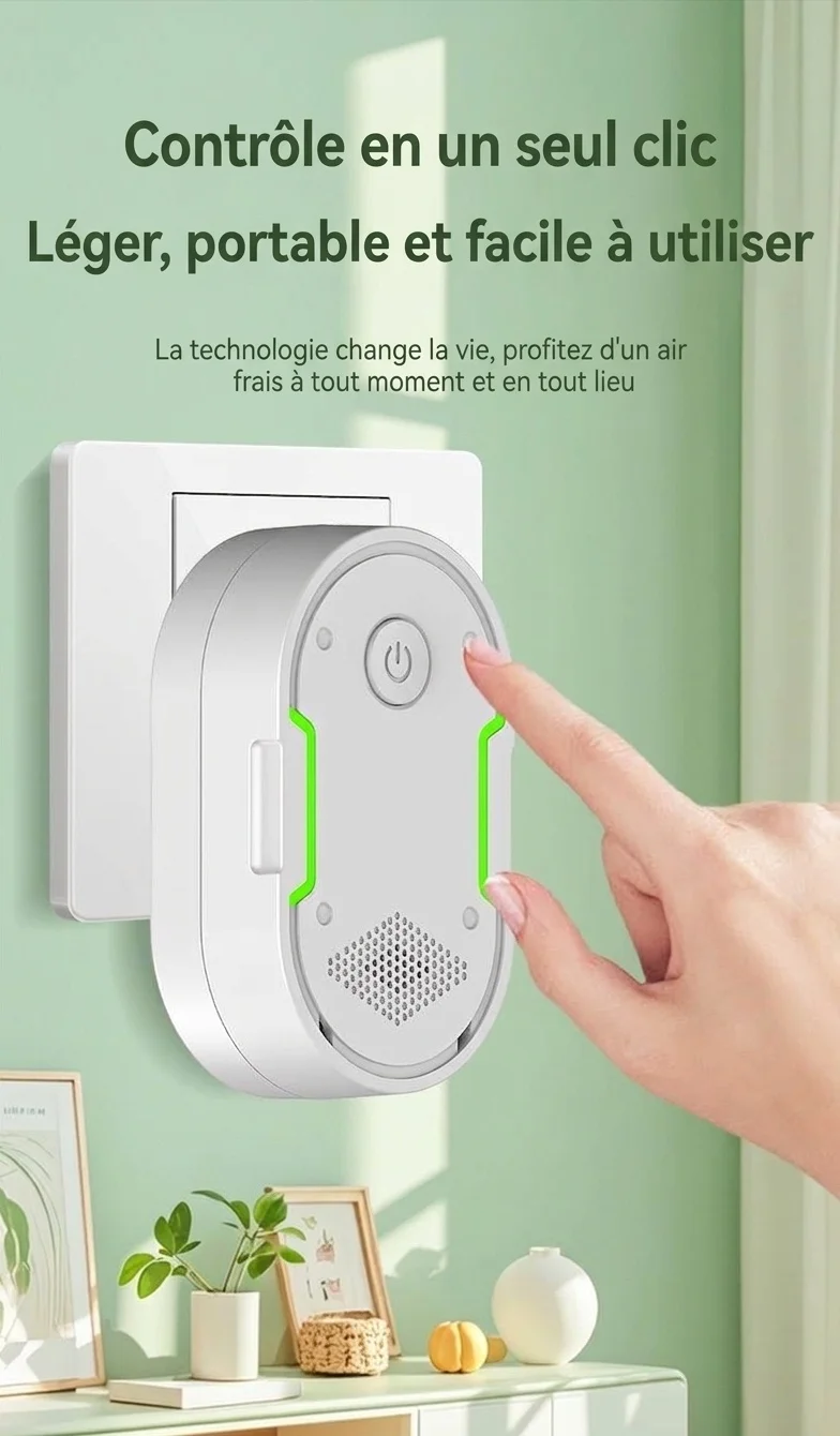 Purificateur d'air compact à ions négatifs, à brancher, fonctionnement silencieux (5 dB), élimine les PM2.5 et les odeurs