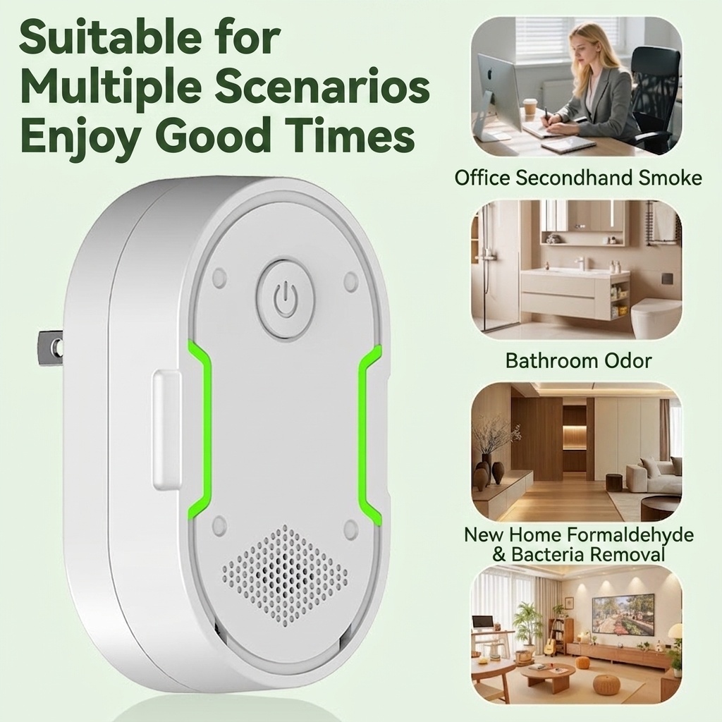 Compact Plug-in Negative Ion Air Purifier, 5dB Silent Operation, PM2.5 & Odor Eliminator
