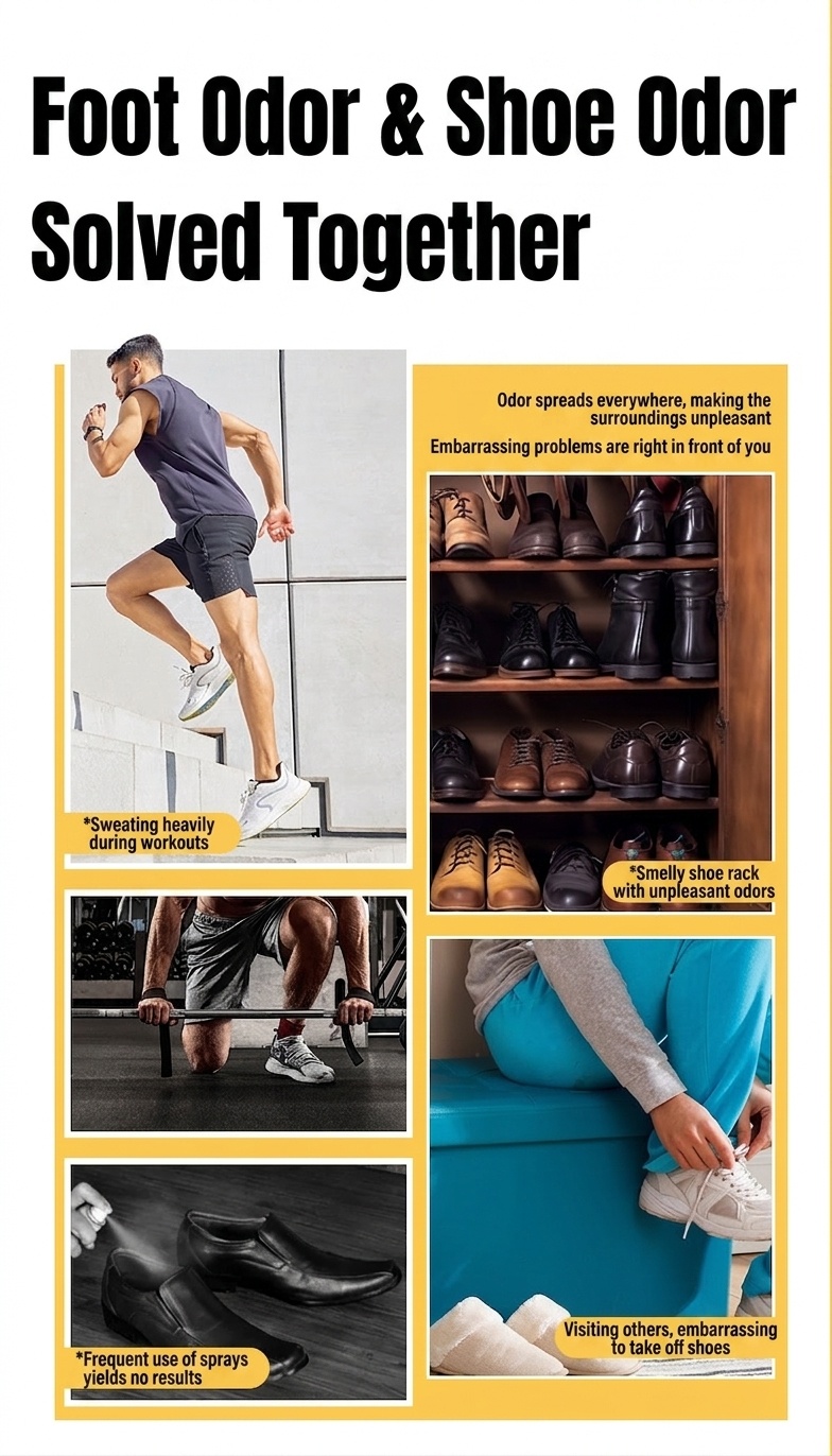 Portable Ozone Shoe Deodorizer, Wireless USB-C Fast Charging, 5-Hour Auto-Timer, Odor Eliminator