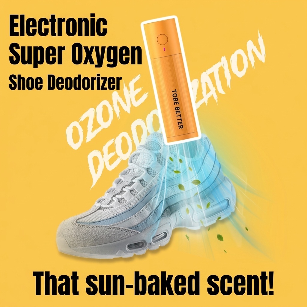 Portable Ozone Shoe Deodorizer, Wireless USB-C Fast Charging, 5-Hour Auto-Timer, Odor Eliminator
