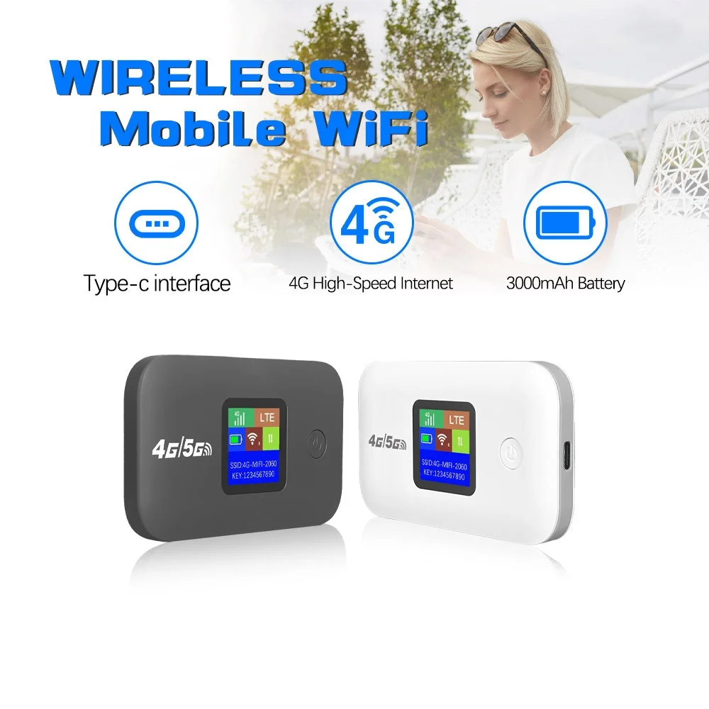 A8 Portable 4G LTE Mobile WiFi Hotspot Router, 3000mAh Rechargeable Battery, Unlocked Travel Pocket MiFi with SIM Card Slot, Supports up to 10 Devices