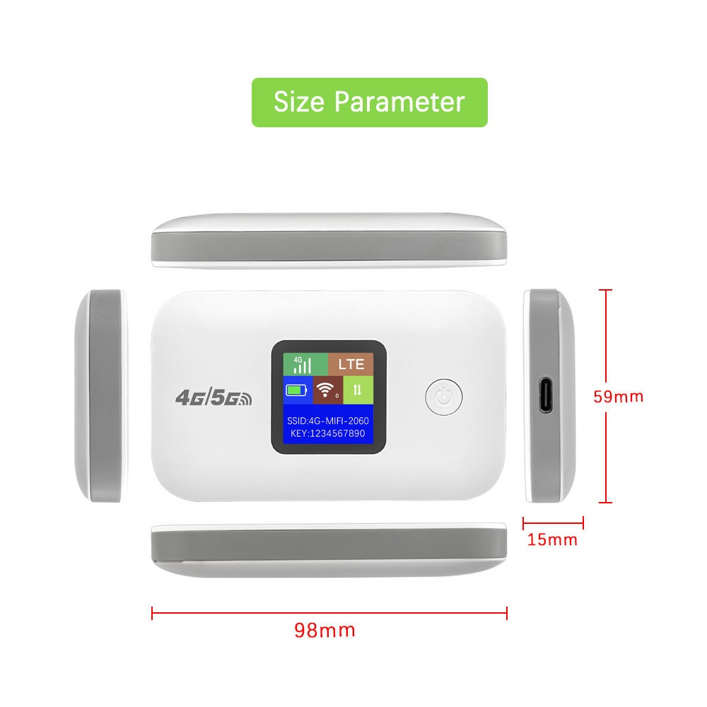 A8 Portable 4G LTE Mobile WiFi Hotspot Router, 3000mAh Rechargeable Battery, Unlocked Travel Pocket MiFi with SIM Card Slot, Supports up to 10 Devices