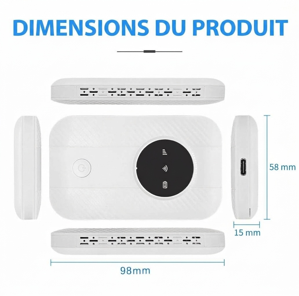 Routeur Wi-Fi mobile portable 4G LTE M5, batterie 2100 mAh, MiFi de voyage de poche déverrouillé avec emplacement pour carte SIM, connecte jusqu'à 10 appareils