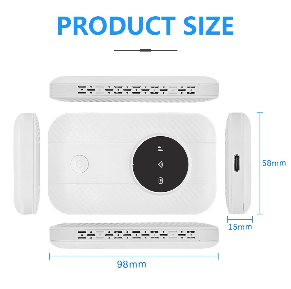 M5 Portable 4G LTE Mobile WiFi Hotspot Router, 2100mAh Battery, Unlocked Pocket Travel MiFi with SIM Card Slot, Connects up to 10 Devices