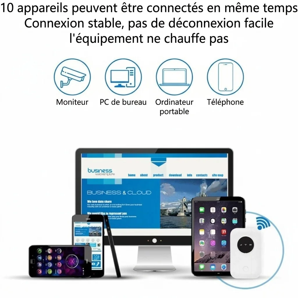 Routeur Wi-Fi mobile portable 4G LTE M5, batterie 2100 mAh, MiFi de voyage de poche déverrouillé avec emplacement pour carte SIM, connecte jusqu'à 10 appareils