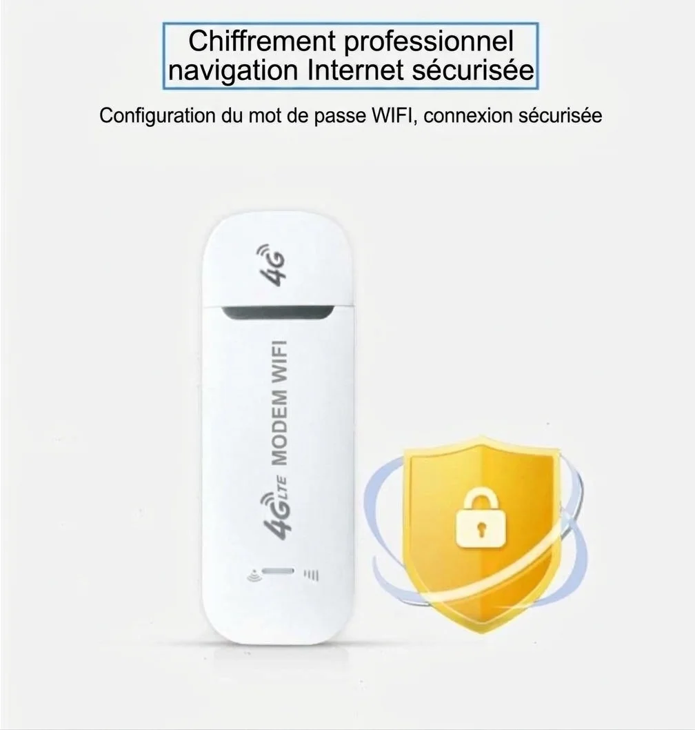 Clé modem Wi-Fi USB 4G LTE DNXT U96-3, routeur hotspot de voyage Plug and Play avec emplacement pour carte SIM, prend en charge jusqu'à 8 appareils