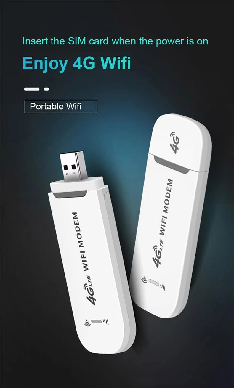 DNXT U96-3 4G LTE USB WiFi Dongle Modem, Plug and Play Travel Hotspot Router with SIM Card Slot, Supports up to 8 Devices
