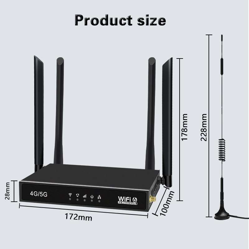 ED123-E 4G LTE WiFi 6 Wireless Router CPE with SIM Card Slot, External Suction Antennas, Ethernet Port, Industrial & Home Use