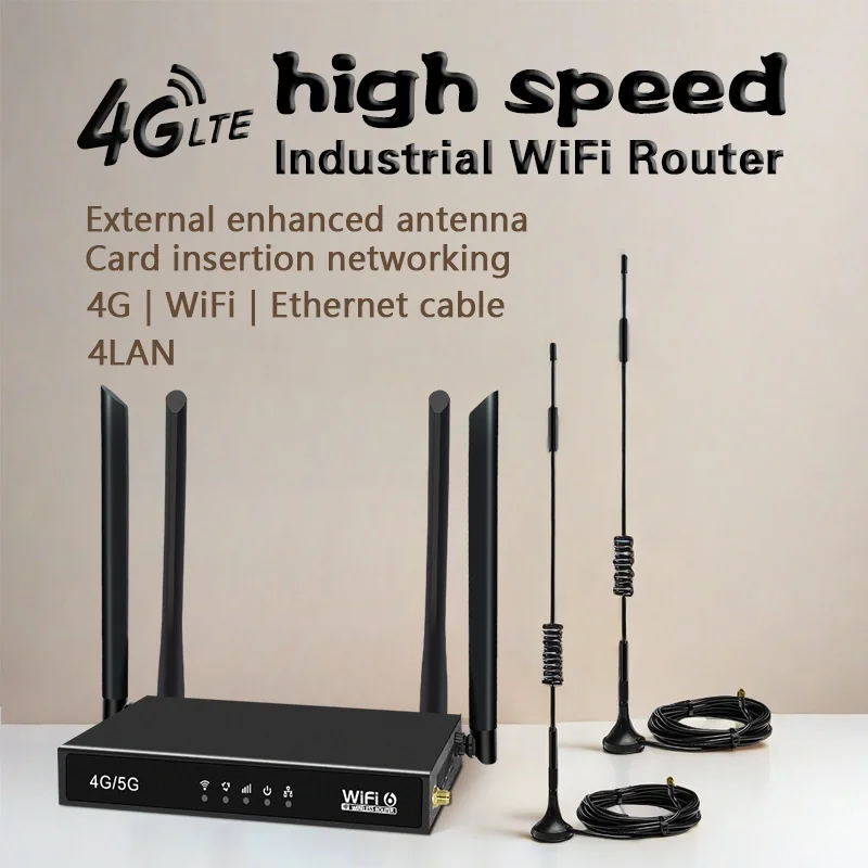 ED123-E 4G LTE WiFi 6 Wireless Router CPE with SIM Card Slot, External Suction Antennas, Ethernet Port, Industrial & Home Use