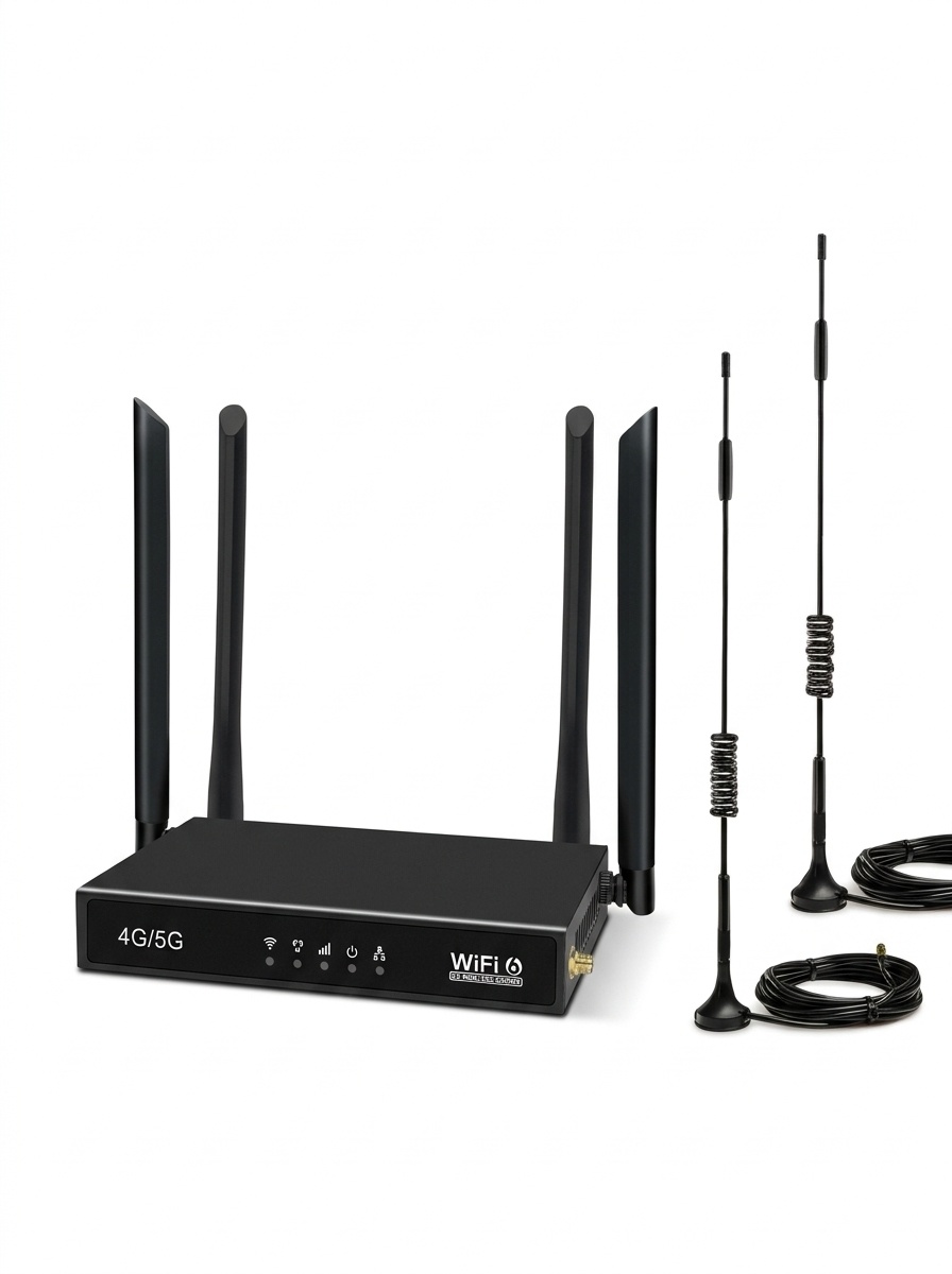 ED123-E 4G LTE WiFi 6 Wireless Router CPE with SIM Card Slot, External Suction Antennas, Ethernet Port, Industrial & Home Use