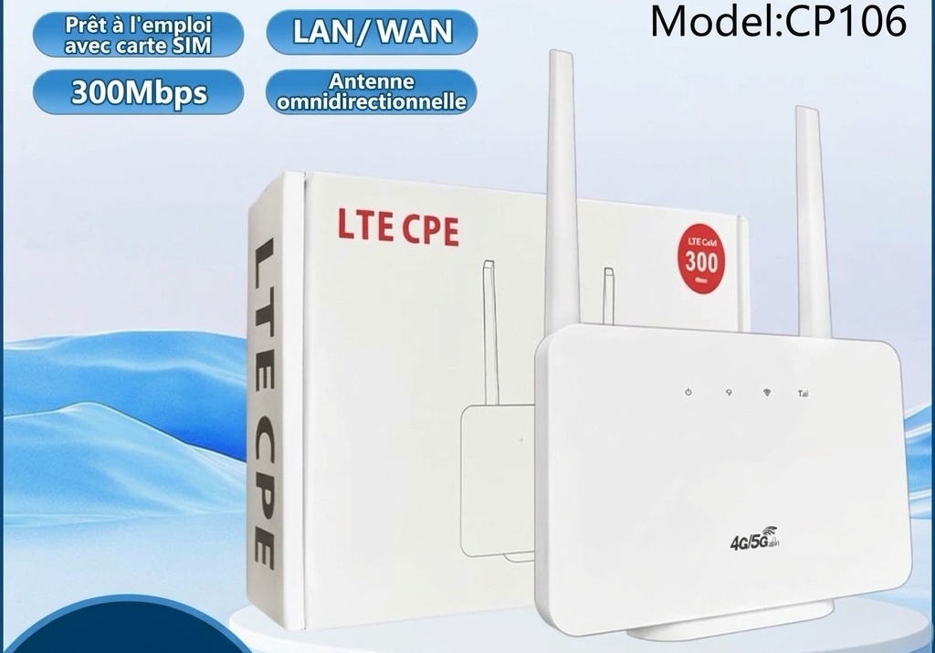 Routeur Wi-Fi CP106 4G LTE sans fil, haut débit 300 Mbps, batterie 5000 mAh, emplacement pour carte SIM, compatible VPN pour la maison et le bureau