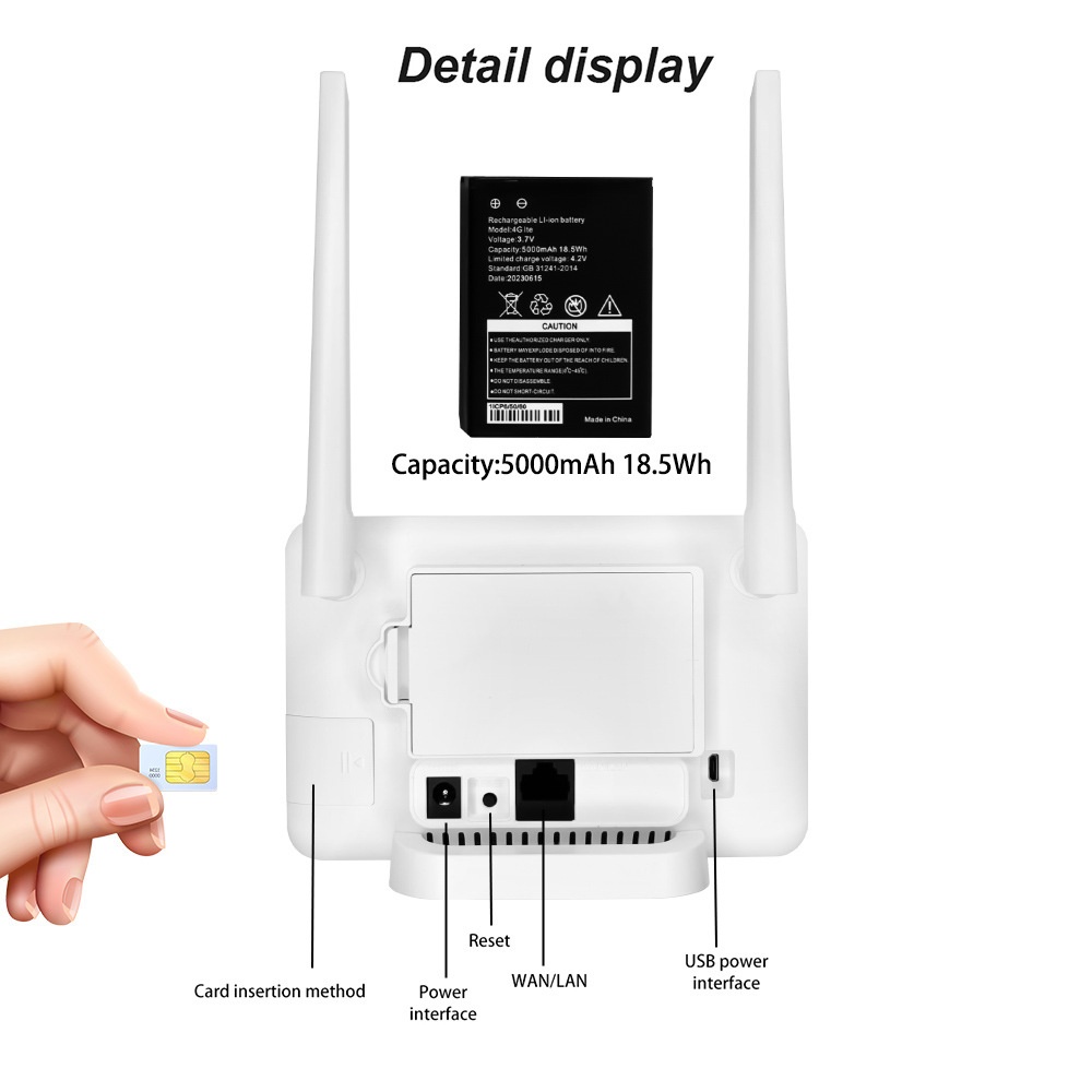 CP106 4G LTE Wireless CPE WiFi Router, 300Mbps High Speed with 5000mAh Battery, SIM Card Slot, VPN Support for Home & Office