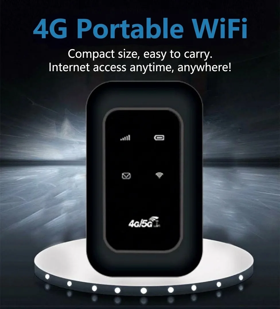 MF800 Portable 4G LTE Mobile WiFi Router (Black), 2100mAh Rechargeable Battery, Unlocked Pocket Hotspot with SIM Card Slot for 10 Devices