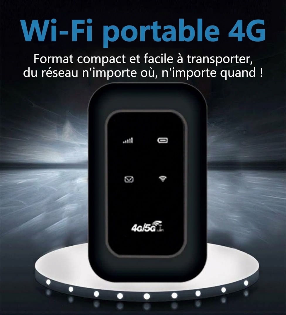 Routeur WiFi mobile 4G LTE portable MF800 (noir), batterie rechargeable 2100 mAh, point d'accès de poche déverrouillé avec emplacement pour carte SIM pour 10 appareils