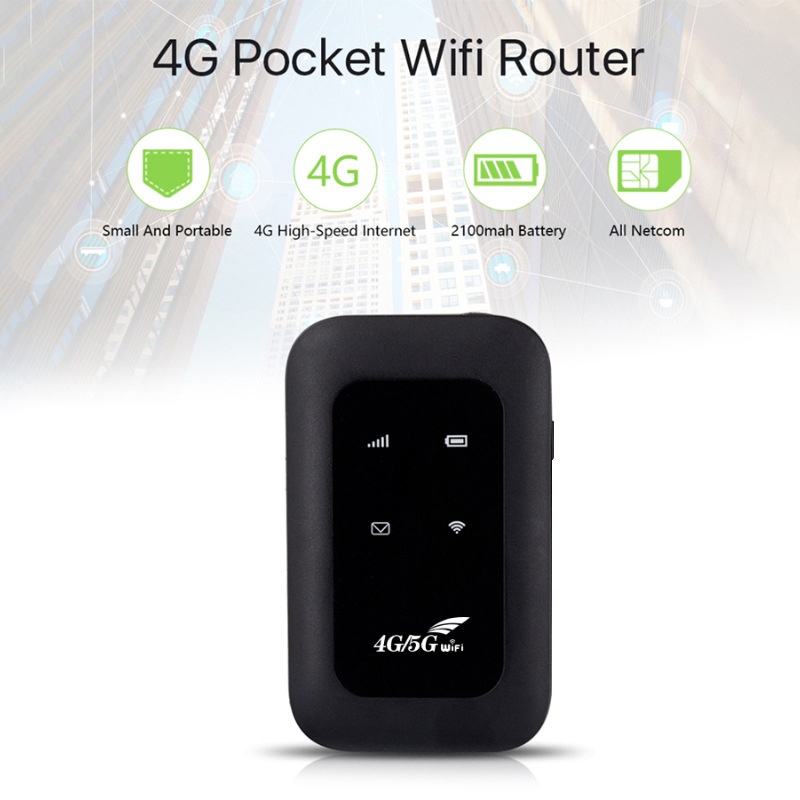 MF800 Portable 4G LTE Mobile WiFi Router (Black), 2100mAh Rechargeable Battery, Unlocked Pocket Hotspot with SIM Card Slot for 10 Devices