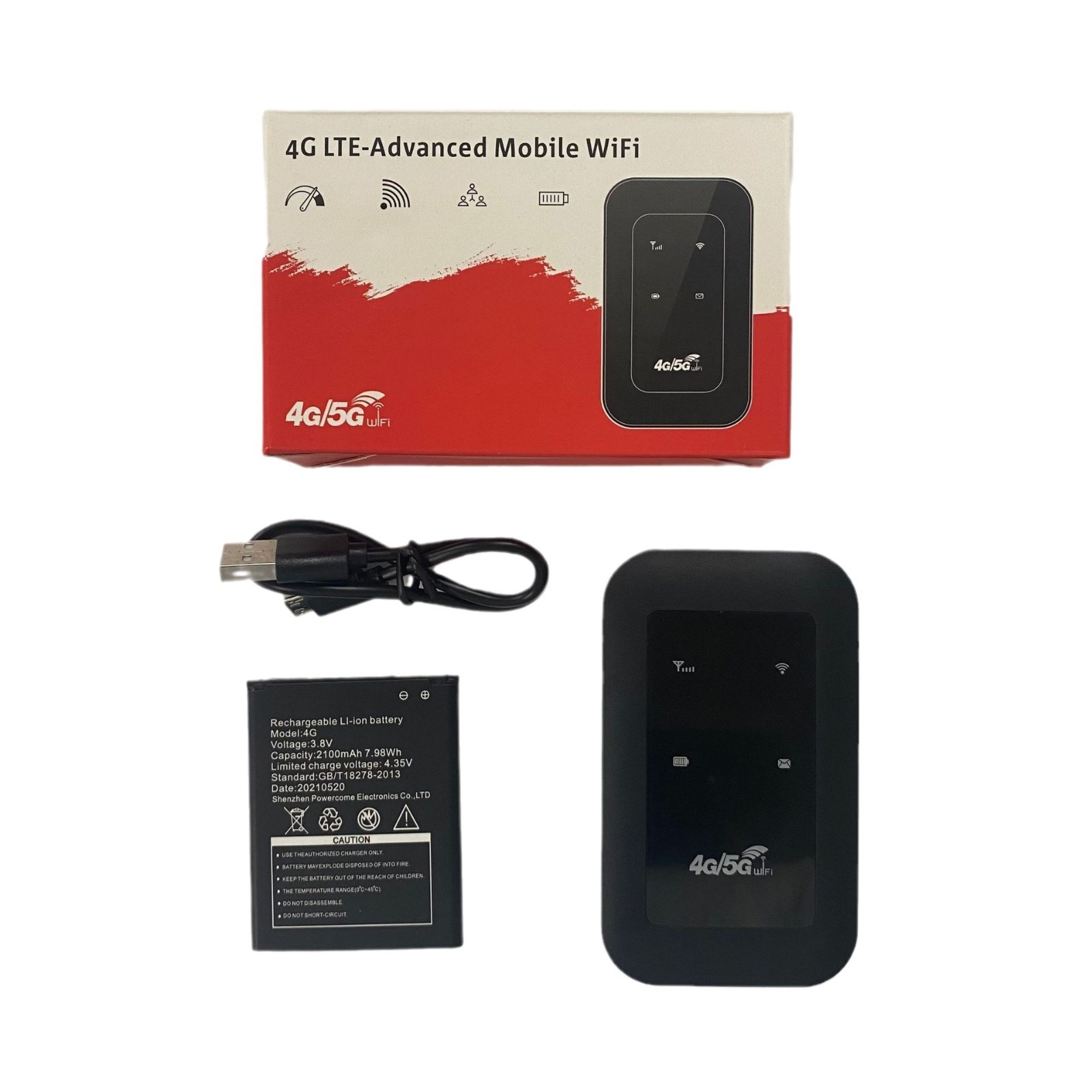 MF800 Portable 4G LTE Mobile WiFi Router (Black), 2100mAh Rechargeable Battery, Unlocked Pocket Hotspot with SIM Card Slot for 10 Devices