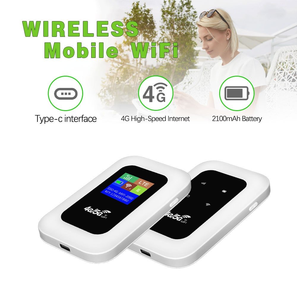 MF800B Portable 4G LTE Mobile WiFi Hotspot Router, 150Mbps High Speed with LCD Color Display, 2100mAh Battery, SIM Card Slot for 10 Devices