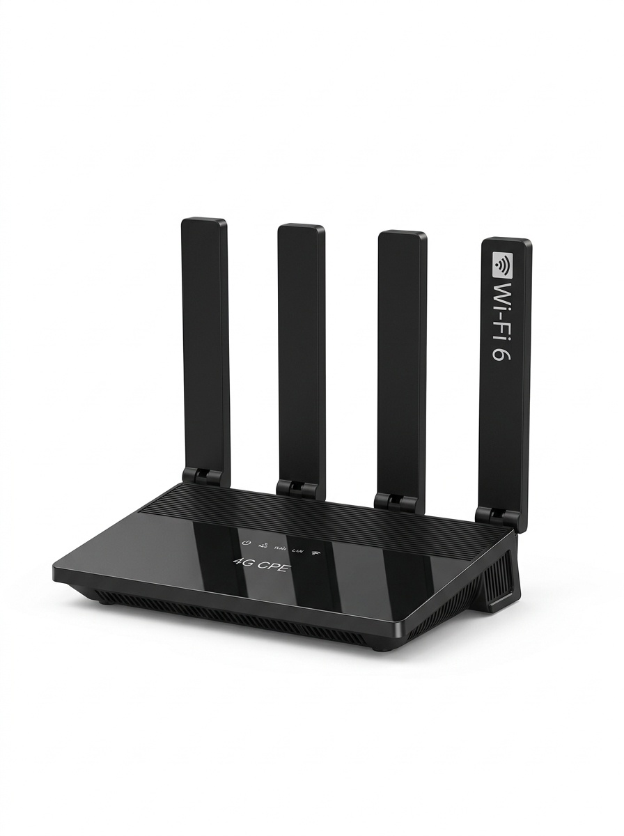 WR800-E 4G LTE WiFi 6 CPE Router, 4 Ethernet LAN Ports, SIM Card Slot with Backup Battery Option, High-Gain Wireless Home Gateway