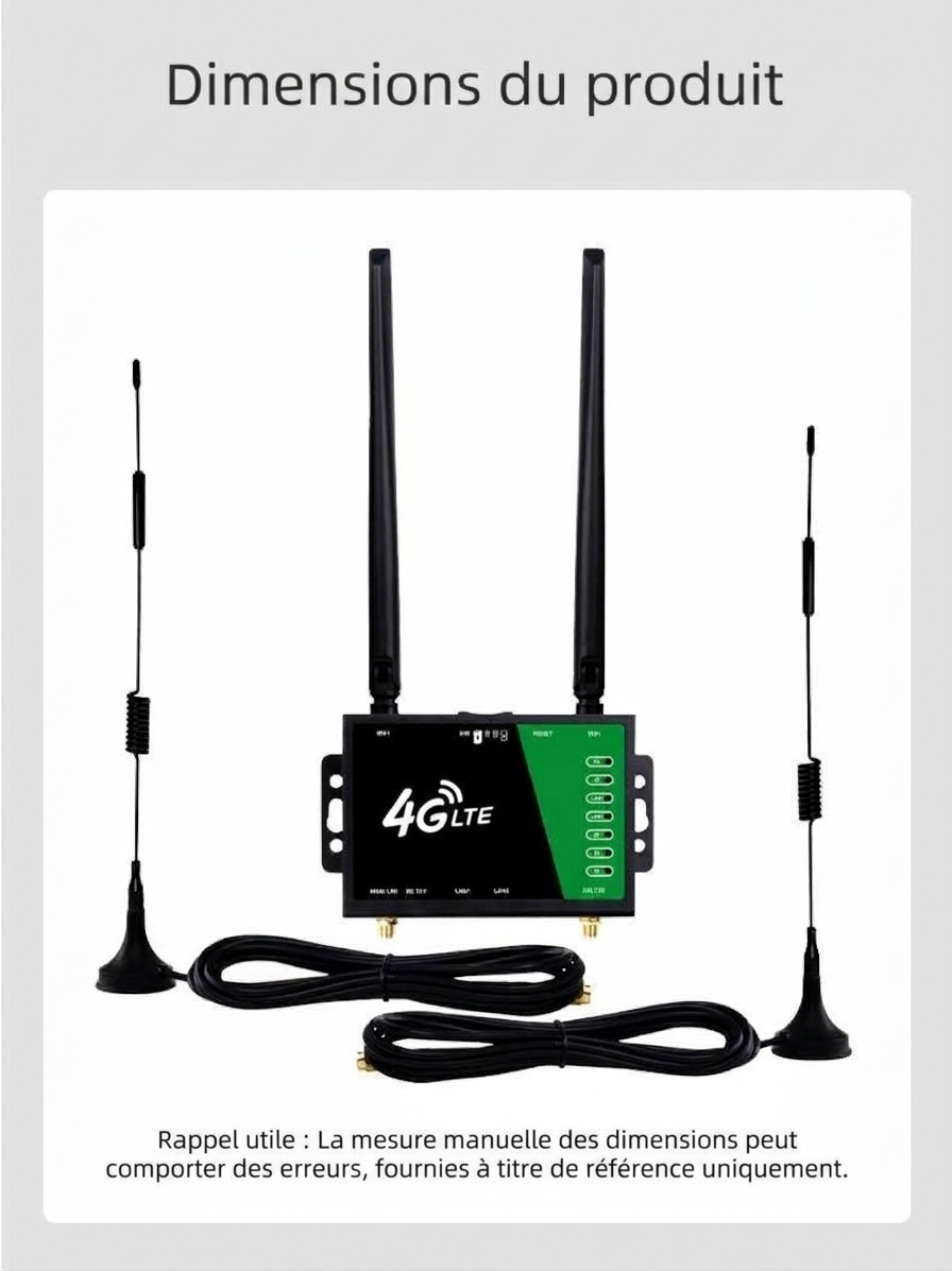 Routeur WiFi industriel sans fil 4G LTE 210B-E, haut débit 300 Mbps avec deux antennes détachables, emplacement pour carte SIM, connecte jusqu'à 32 appareils