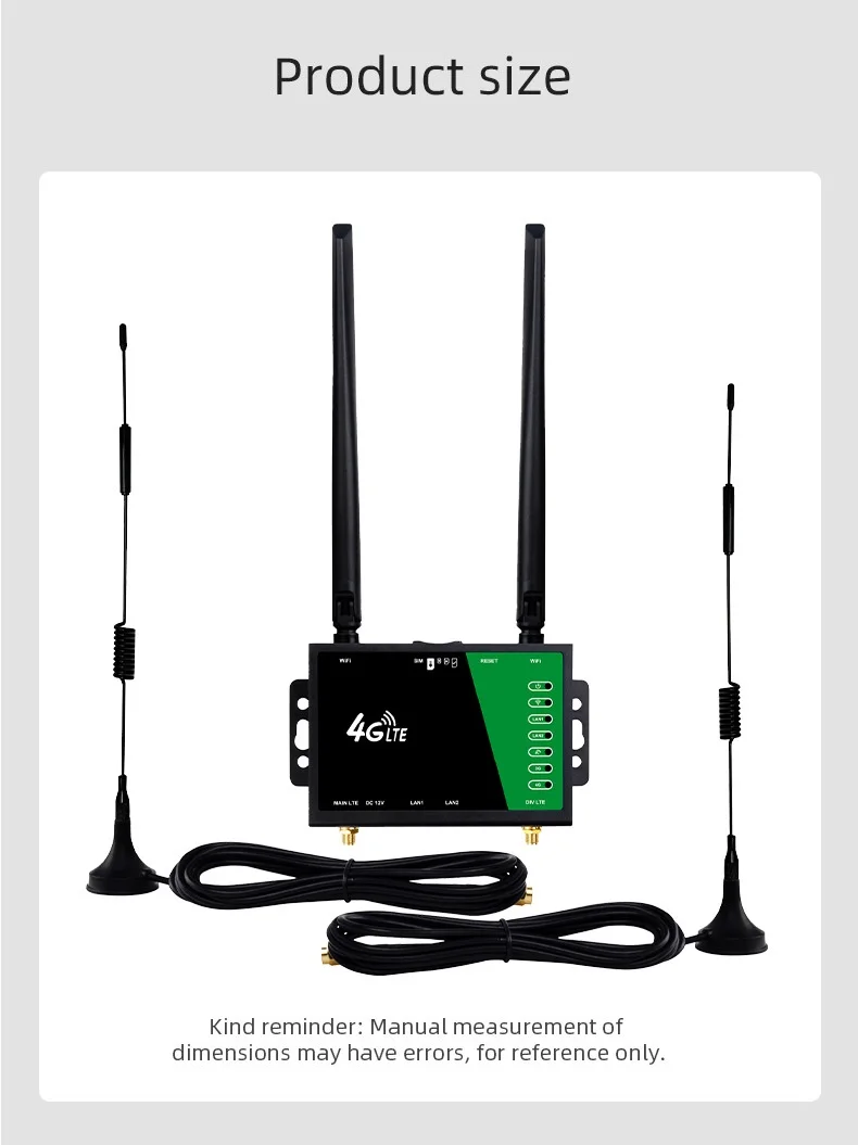210B-E 4G LTE Industrial Wireless WiFi Router, 300Mbps High Speed with Dual Detachable Antennas, SIM Card Slot, Connects up to 32 Devices