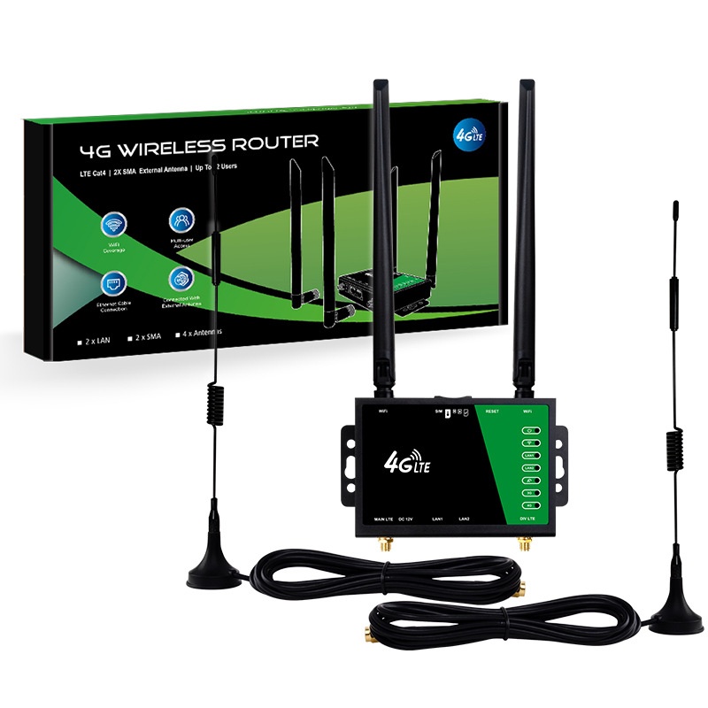 210B-E 4G LTE Industrial Wireless WiFi Router, 300Mbps High Speed with Dual Detachable Antennas, SIM Card Slot, Connects up to 32 Devices