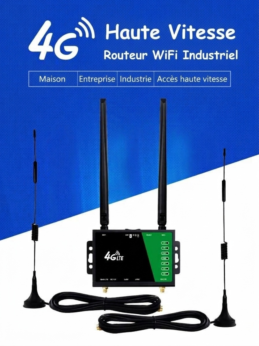 Routeur WiFi industriel sans fil 4G LTE 210B-E, haut débit 300 Mbps avec deux antennes détachables, emplacement pour carte SIM, connecte jusqu'à 32 appareils