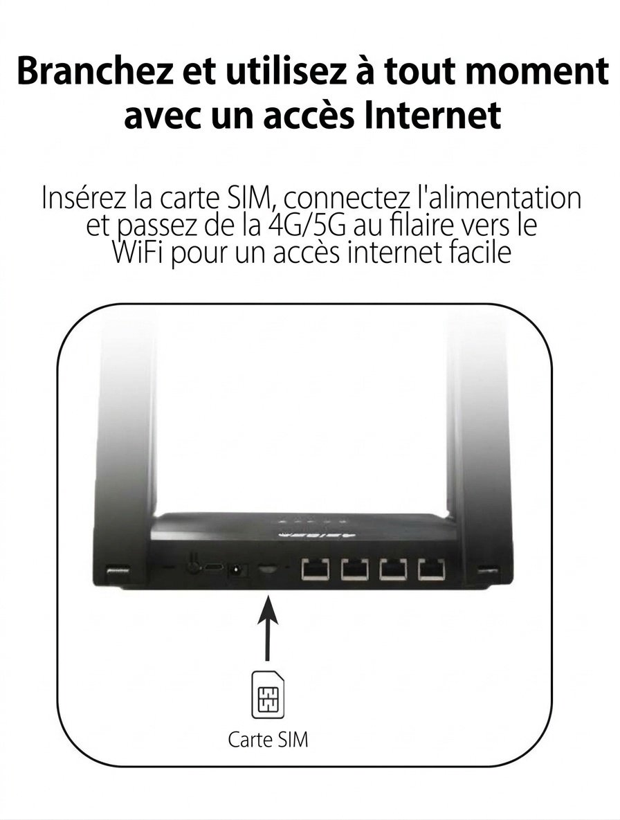 Routeur CPE sans fil WR950-E 4G LTE WiFi 6, antennes à gain élevé, emplacement pour carte SIM avec batterie de secours, connecte jusqu'à 32 appareils