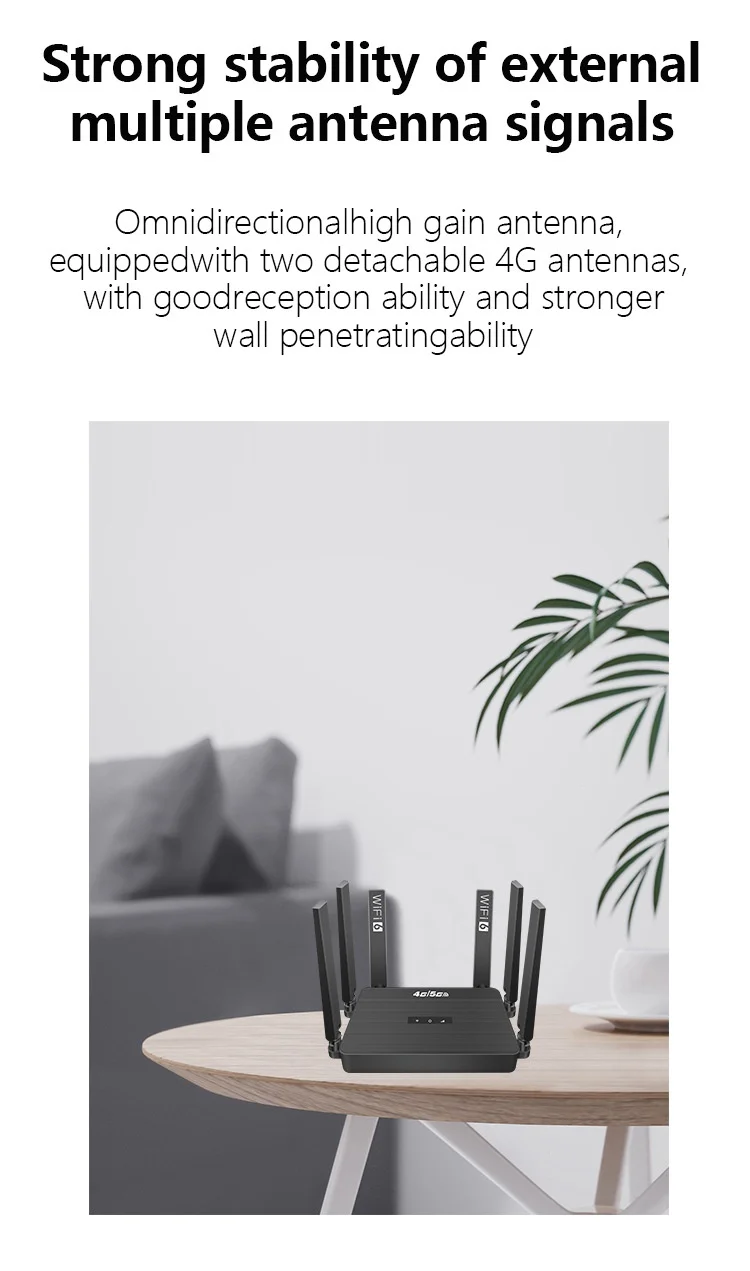 WR950-E 4G LTE WiFi 6 Wireless CPE Router, High-Gain Antennas, SIM Card Slot with Backup Battery Support, Connects up to 32 Devices